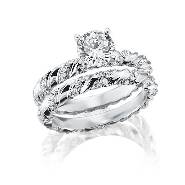Ring-Set in witgoud 18 kt. met 0,5 ct. + in totaal 0,585 ct. Briljant tw,vs van Steinberg