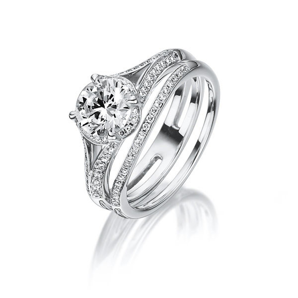 Ring-Set in witgoud 18 kt. met 0,7 ct. + in totaal 0,25 ct. Briljant tw/si tw,vs van Steinberg - Q-1418-1 Ring-Set in witgoud 18 kt. met 0,7 ct. + in totaal 0,25 ct. Briljant tw/si tw,vs van Steinberg - Q-1418-1