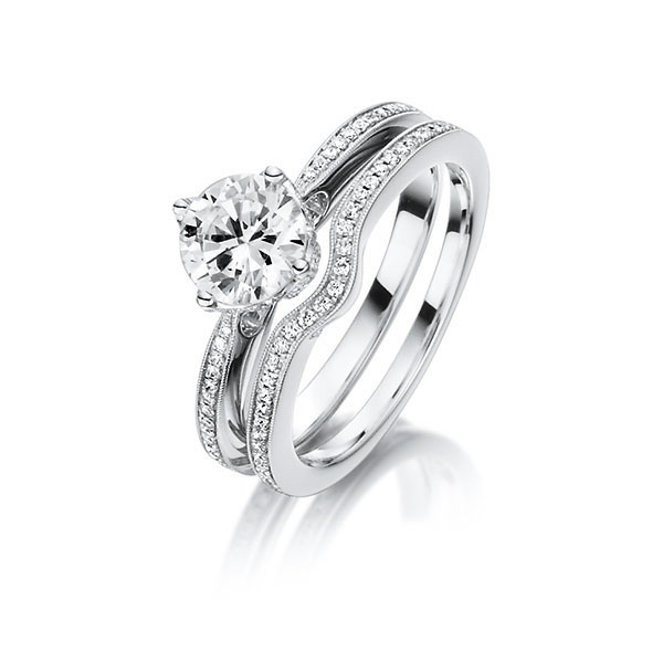 Ring-Set in witgoud 18 kt. met 0,7 ct. + in totaal 0,39 ct. Briljant tw/si tw,vs van Steinberg - Q-1423-1 Ring-Set in witgoud 18 kt. met 0,7 ct. + in totaal 0,39 ct. Briljant tw/si tw,vs van Steinberg - Q-1423-1