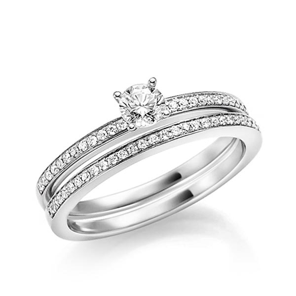 Ring-Set in witgoud 18 kt. met in totaal 0,339 ct. Briljant tw,vs van Steinberg - Q-1428-1 Ring-Set in witgoud 18 kt. met in totaal 0,339 ct. Briljant tw,vs van Steinberg - Q-1428-1