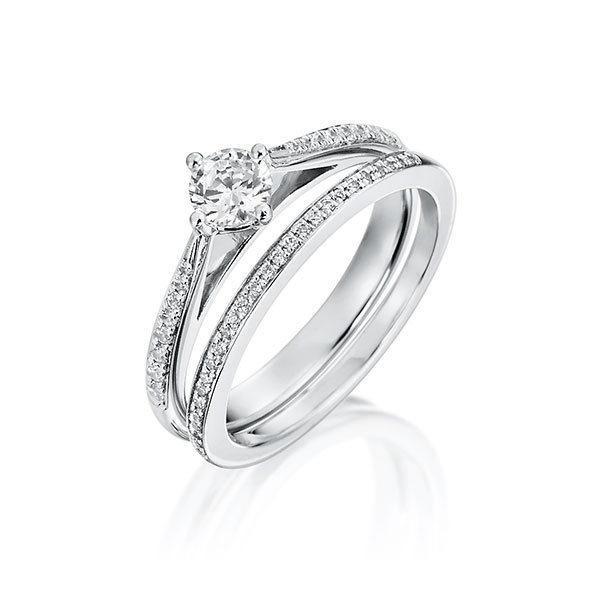 Ring-Set in witgoud 18 kt. met in totaal 0,43 ct. Briljant tw,vs van Steinberg - Q-1424-5 Ring-Set in witgoud 18 kt. met in totaal 0,43 ct. Briljant tw,vs van Steinberg - Q-1424-5