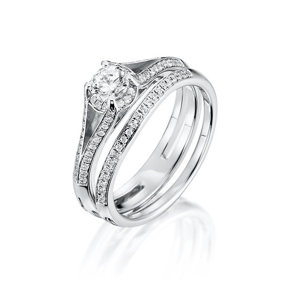 Ring-Set in witgoud 18 kt. met in totaal 0,5 ct. Briljant tw,vs van Steinberg - Q-1418-4 Ring-Set in witgoud 18 kt. met in totaal 0,5 ct. Briljant tw,vs van Steinberg - Q-1418-4