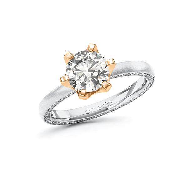 Verlobungsring Diamantring 1,79ct. G VS & tw, si Weißgold 585 Roségold 585 