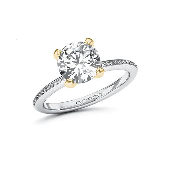 Verlobungsring Diamantring 2,13ct. G SI & tw, si Weißgold 585 Gelbgold 585 