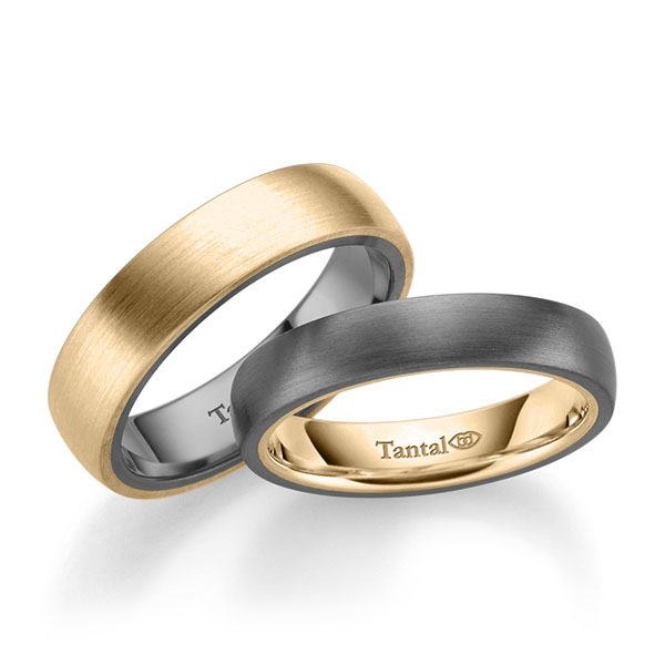 Set Bicolor trouwringen in buiten roségoud 14 kt. , binnen Tantalum - UQ-1086-2