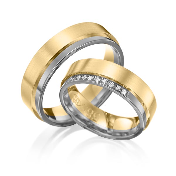 Set Bicolor trouwringen in dark grey gold 14 kt. geelgoud 14 kt. met in totaal 0,09 ct. Briljant tw/si van Eternal Touch - Y-1083-9