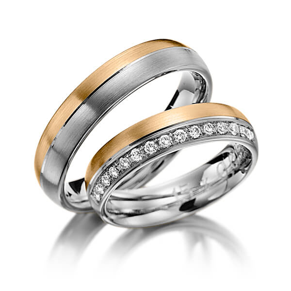 Set Bicolor trouwringen in dark grey gold 14 kt. roségoud 14 kt. met in totaal 0,225 ct. Briljant tw/si van Eternal Touch - Y-1031-9