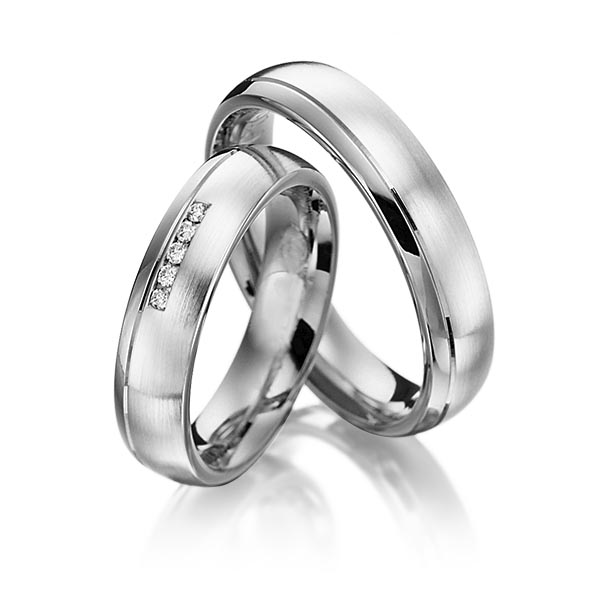 Set Bicolor trouwringen in dark grey gold 14 kt. witgoud 14 kt. met in totaal 0,05 ct. Briljant tw/si van Steinberg