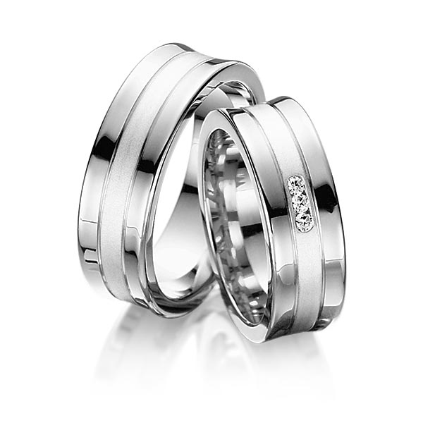 Set Bicolor trouwringen in dark grey gold 14 kt. witgoud 14 kt. met in totaal 0,06 ct. Briljant tw/si van Steinberg
