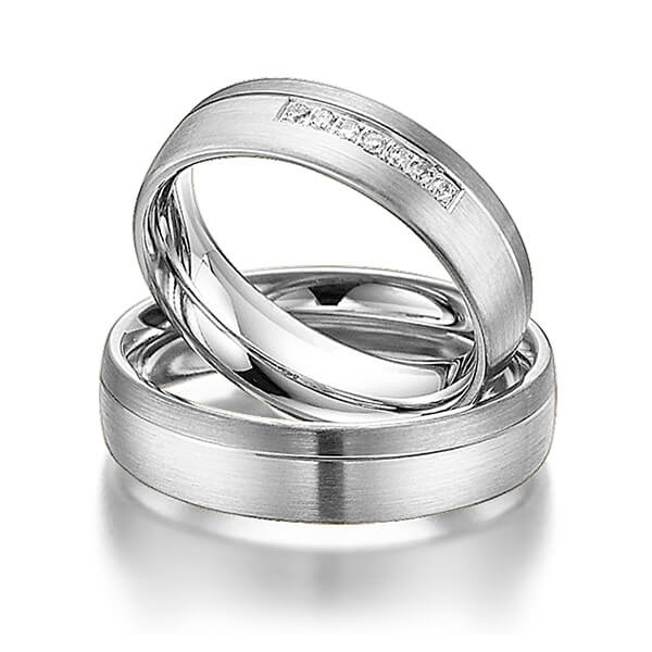 Set Bicolor trouwringen in dark grey gold 14 kt. witgoud 14 kt. met in totaal 0,07 ct. Briljant tw/si van Steinberg - Q-1074-8