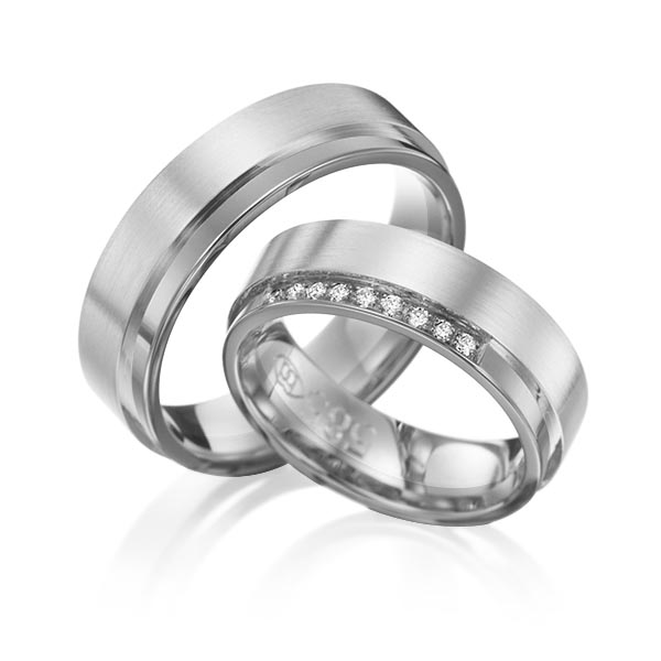 Set Bicolor trouwringen in dark grey gold 14 kt. witgoud 14 kt. met in totaal 0,09 ct. Briljant tw/si van Eternal Touch