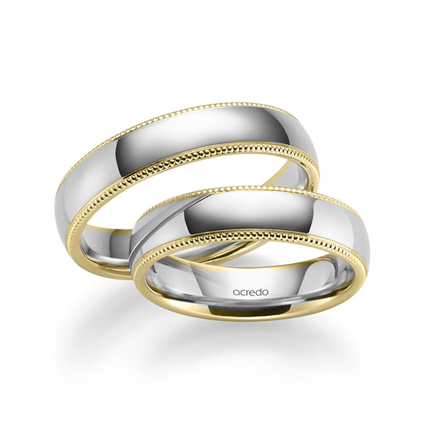 Set Bicolor trouwringen in geel 9 kt. goudhoudend metaal (37,5%) wit 9 kt. goudhoudend metaal (37,5%) van acredo - S-1276-2 Set Bicolor trouwringen in geel 9 kt. goudhoudend metaal (37,5%) wit 9 kt. goudhoudend metaal (37,5%) van acredo - S-1276-2