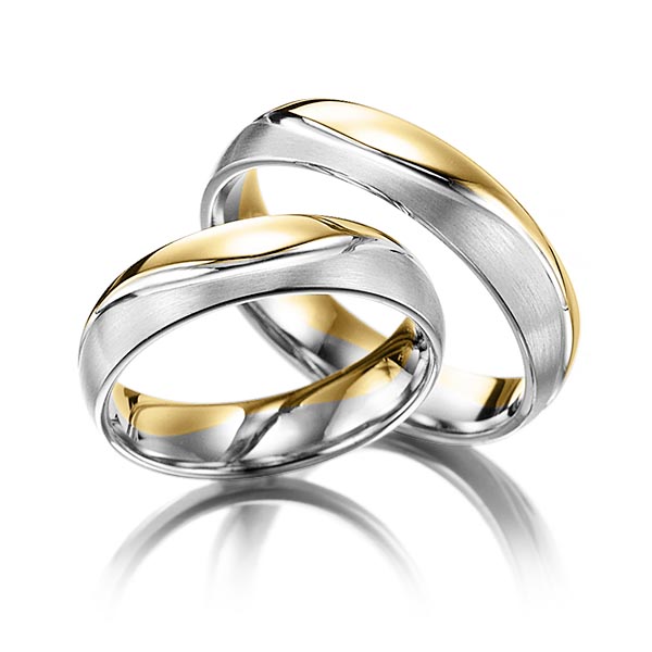 Set Bicolor trouwringen in geelgoud 14 kt. witgoud 14 kt. - NP-1025-1