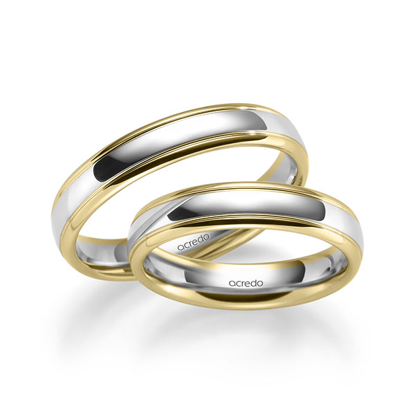 Set Bicolor trouwringen in geelgoud 916 platina 950 van acredo - S-1285-4 Set Bicolor trouwringen in geelgoud 916 platina 950 van acredo - S-1285-4