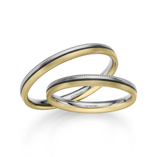 Set Bicolor trouwringen in grijsgoud 14 kt. geelgoud 14 kt. van acredo