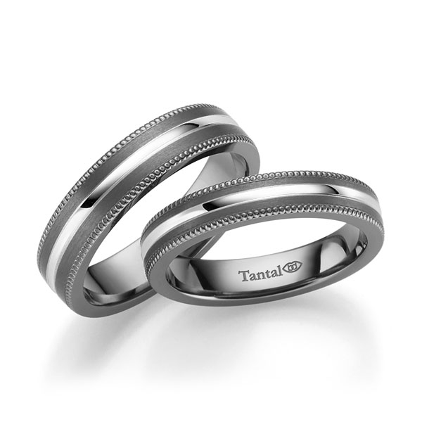 Set Bicolor trouwringen in inside Tantalum , outside Tantalum witgoud 14 kt. - UQ-1091-4