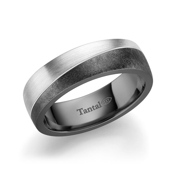 Set Bicolor trouwringen in inside Tantalum , outside witgoud 14 kt. Tantalum 