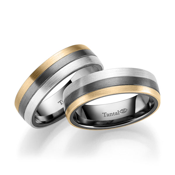 Set Bicolor trouwringen in inside Tantalum , outside zilver 925 Tantalum roségoud 18 kt. - UQ-1097-3