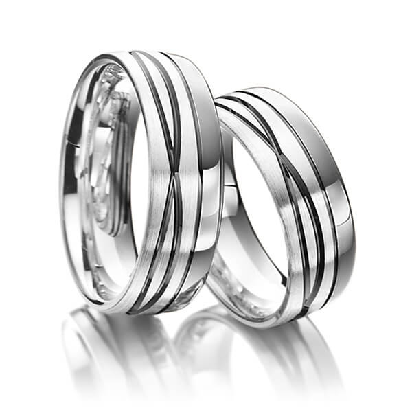 Set Bicolor trouwringen in palladium 14 kt. zilver 925 van Merii