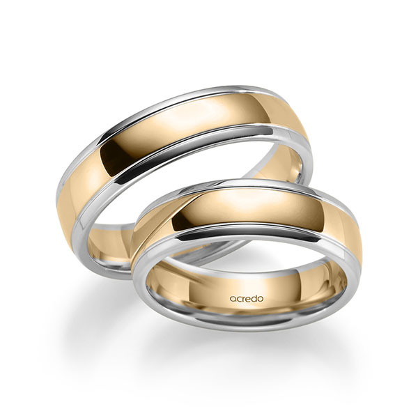 Set Bicolor trouwringen in palladium 950 roségoud 18 kt. van acredo - S-1288-2 Set Bicolor trouwringen in palladium 950 roségoud 18 kt. van acredo - S-1288-2