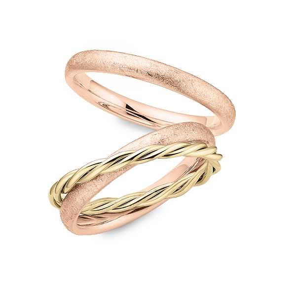 Set Bicolor trouwringen in roodgoud 14 kt. geelgoud 14 kt. van Eternal Touch