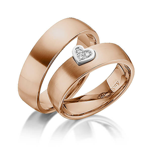Set Bicolor trouwringen in roodgoud 14 kt. witgoud 14 kt. met in totaal 0,03 ct. Briljant tw/si van Eternal Touch - Y-1343-7 Set Bicolor trouwringen in roodgoud 14 kt. witgoud 14 kt. met in totaal 0,03 ct. Briljant tw/si van Eternal Touch - Y-1343-7