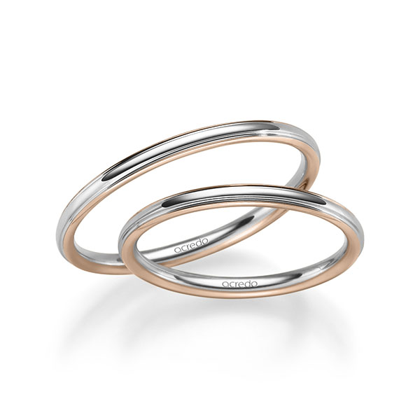 Set Bicolor trouwringen in roodgoud 18 kt. witgoud 18 kt. van acredo - S-1280-3 Set Bicolor trouwringen in roodgoud 18 kt. witgoud 18 kt. van acredo - S-1280-3