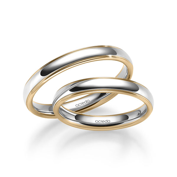 Set Bicolor trouwringen in roségoud 14 kt. platina 950 van acredo - S-1283-4 Set Bicolor trouwringen in roségoud 14 kt. platina 950 van acredo - S-1283-4