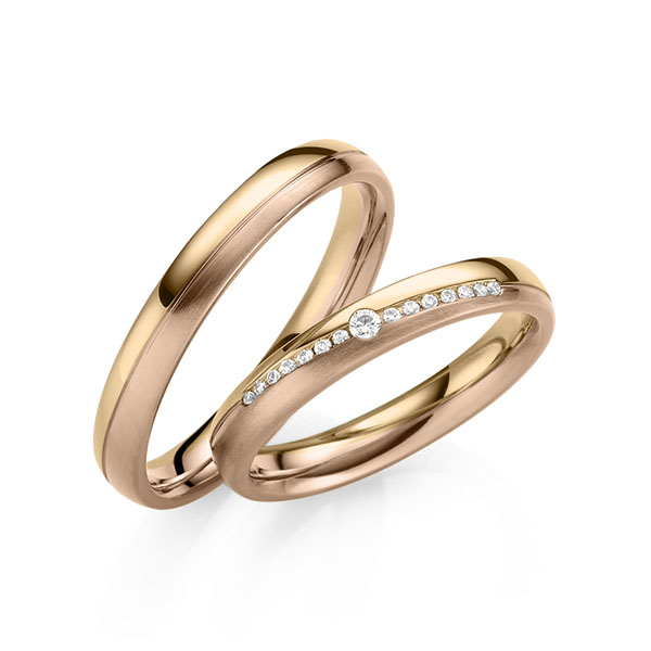 Set Bicolor trouwringen in roségoud 14 kt. roodgoud 14 kt. met in totaal 0,095 ct. Briljant tw,vs van Eternal Touch - Y-1418-8