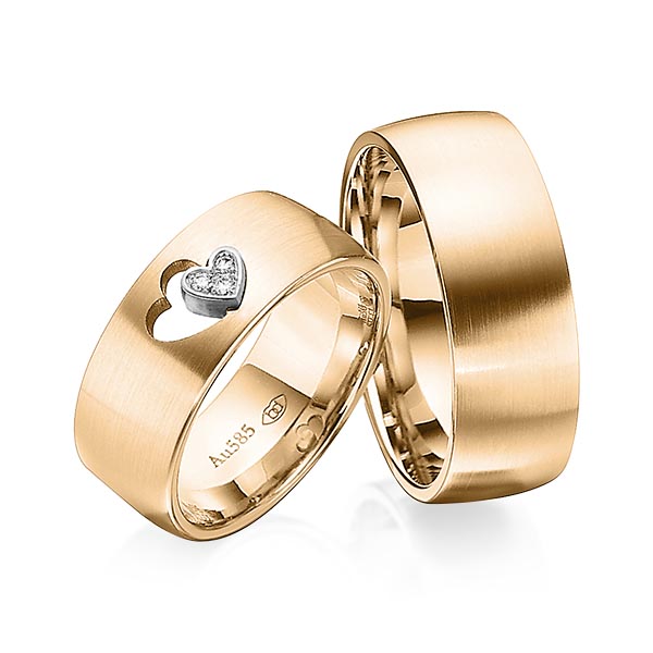 Set Bicolor trouwringen in roségoud 14 kt. witgoud 14 kt. met in totaal 0,03 ct. Briljant tw/si van Eternal Touch