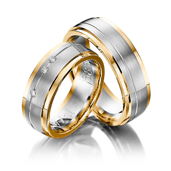 Set Bicolor trouwringen in roségoud 14 kt. witgoud 14 kt. met in totaal 0,045 ct. Briljant tw/si van Eternal Touch - Y-1081-14