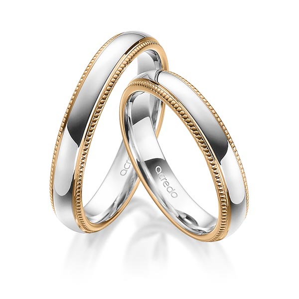 Set Bicolor trouwringen in roségoud 14 kt. witgoud 14 kt. van acredo