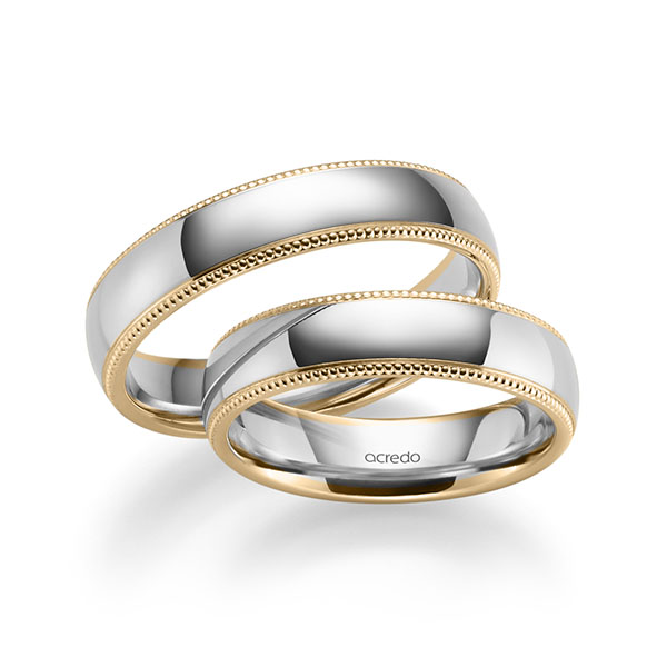 Set Bicolor trouwringen in roségoud 14 kt. witgoud 14 kt. van acredo Set Bicolor trouwringen in roségoud 14 kt. witgoud 14 kt. van acredo