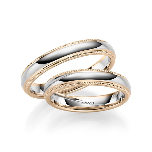 Set Bicolor trouwringen in Signature Goud 750 witgoud 18 kt. van acredo - A-1766-12 Set Bicolor trouwringen in Signature Goud 750 witgoud 18 kt. van acredo - A-1766-12