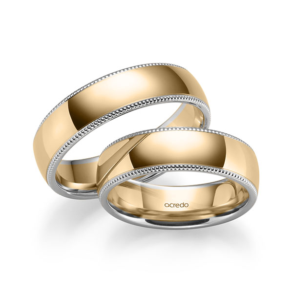 Set Bicolor trouwringen in wit 9 kt. goudhoudend metaal (37,5%) rosé 9 kt. goudhoudend metaal (37,5%) van acredo - S-1278-4