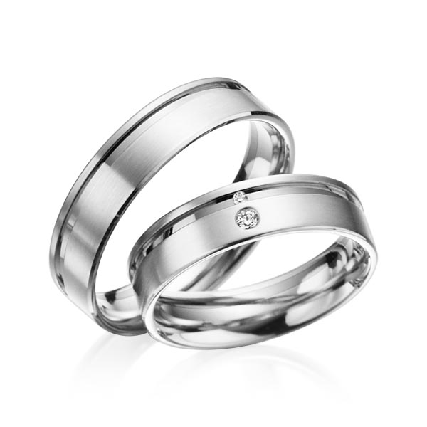 Set Bicolor trouwringen in witgoud 14 kt. dark grey gold 14 kt. met in totaal 0,038 ct. Briljant tw/si van acredo - A-3013-9 Set Bicolor trouwringen in witgoud 14 kt. dark grey gold 14 kt. met in totaal 0,038 ct. Briljant tw/si van acredo - A-3013-9