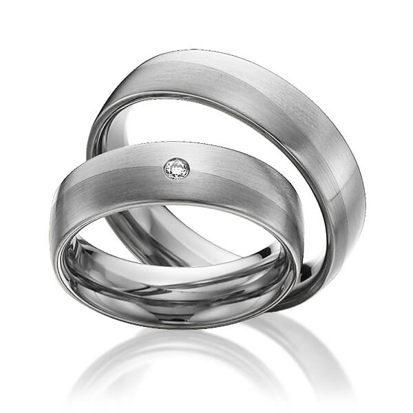 Set Bicolor trouwringen in witgoud 14 kt. dark grey gold 14 kt. met in totaal 0,03 ct. Briljant tw/si van Eternal Touch