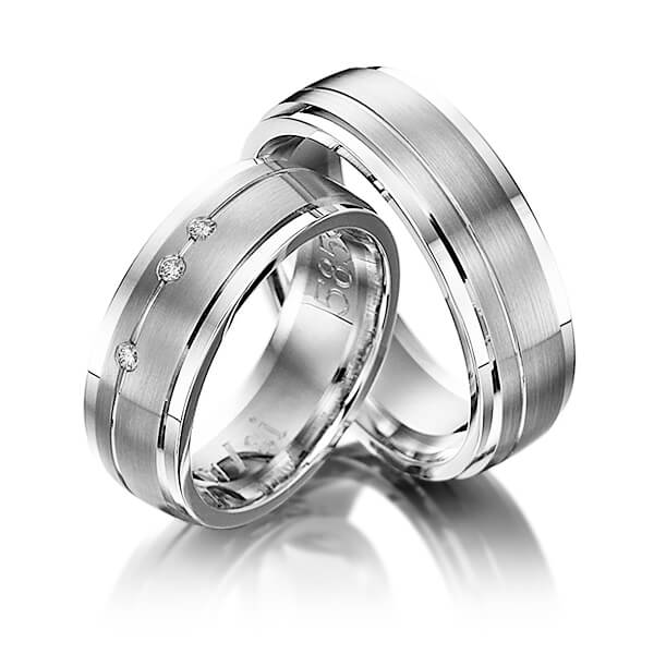 Set Bicolor trouwringen in witgoud 14 kt. dark grey gold 14 kt. met in totaal 0,045 ct. Briljant tw/si van Eternal Touch - Y-1081-17