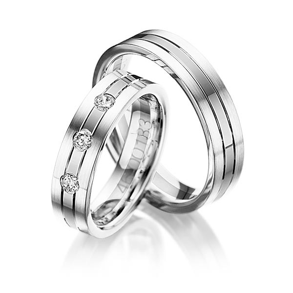 Set Bicolor trouwringen in witgoud 14 kt. dark grey gold 14 kt. met in totaal 0,09 ct. Briljant tw/si van Steinberg - Q-1028-8