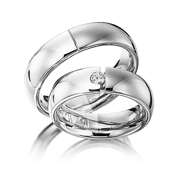 Set Bicolor trouwringen in witgoud 14 kt. dark grey gold 14 kt. met in totaal 0,1 ct. Briljant tw/si van Eternal Touch
