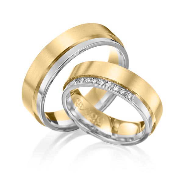 Set Bicolor trouwringen in witgoud 14 kt. geelgoud 14 kt. met in totaal 0,09 ct. Briljant tw/si van Eternal Touch - Y-1083-1 Set Bicolor trouwringen in witgoud 14 kt. geelgoud 14 kt. met in totaal 0,09 ct. Briljant tw/si van Eternal Touch - Y-1083-1
