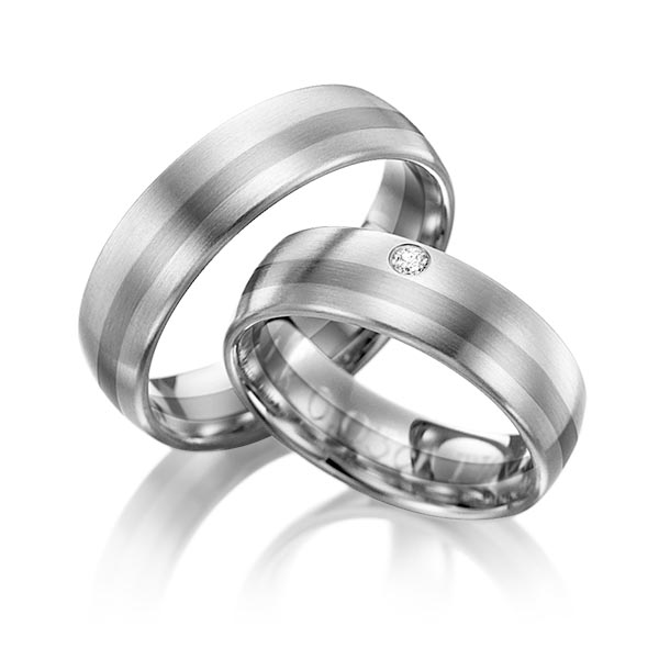 Set Bicolor trouwringen in witgoud 14 kt. grijsgoud 14 kt. met in totaal 0,03 ct. Briljant tw/si van Eternal Touch - Y-1016-8