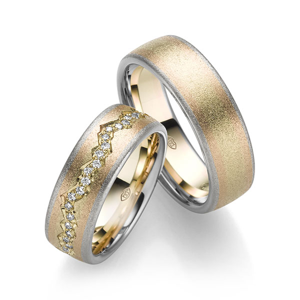 Set Bicolor trouwringen in witgoud 14 kt. roségoud 14 kt. geelgoud 14 kt. met in totaal 0,376 ct. Briljant tw/si van Eternal Touch Set Bicolor trouwringen in witgoud 14 kt. roségoud 14 kt. geelgoud 14 kt. met in totaal 0,376 ct. Briljant tw/si van Eternal Touch