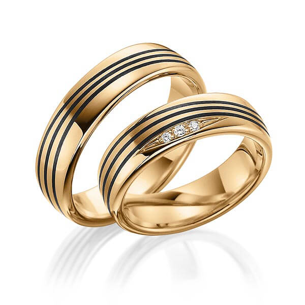 Set Carbon trouwringen in roségoud 14 kt. met in totaal 0,035 ct. Briljant tw/si van Eternal Touch - Y-1362-3 Set Carbon trouwringen in roségoud 14 kt. met in totaal 0,035 ct. Briljant tw/si van Eternal Touch - Y-1362-3