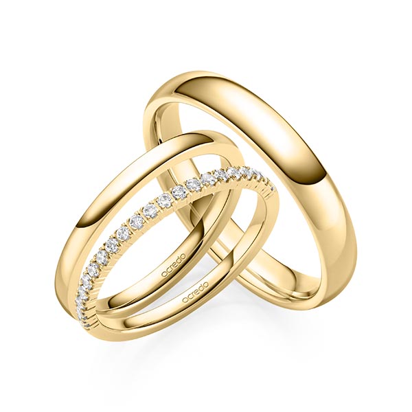 Set in geelgoud 14 kt. half gezet met in totaal 0,22 ct. Briljant tw,vs van acredo