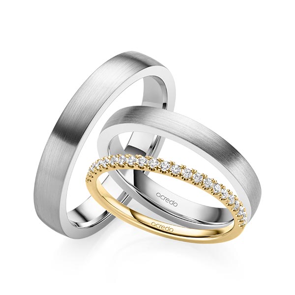 Set in geelgoud 14 kt. half gezet met in totaal 0,22 ct. Briljant tw/si van acredo - A-2071-1 Set in geelgoud 14 kt. half gezet met in totaal 0,22 ct. Briljant tw/si van acredo - A-2071-1