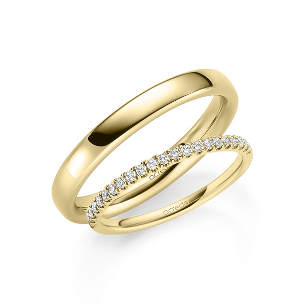 Set in geelgoud 14 kt. half gezet met in totaal 0,22 ct. Briljant tw/si van acredo - A-2115-6 Set in geelgoud 14 kt. half gezet met in totaal 0,22 ct. Briljant tw/si van acredo - A-2115-6