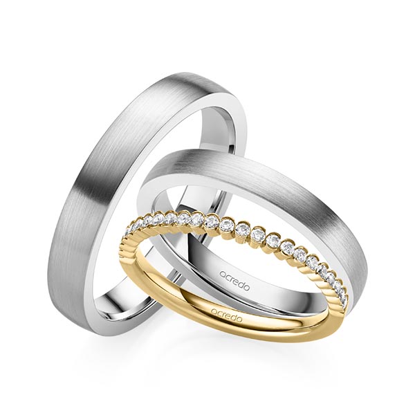 Set in geelgoud 14 kt. half gezet met in totaal 0,24 ct. Briljant tw/si van acredo - A-2070-2 Set in geelgoud 14 kt. half gezet met in totaal 0,24 ct. Briljant tw/si van acredo - A-2070-2