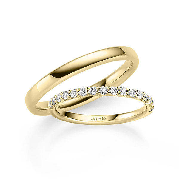 Set in geelgoud 14 kt. half gezet met in totaal 0,32 ct. Briljant tw/si van acredo