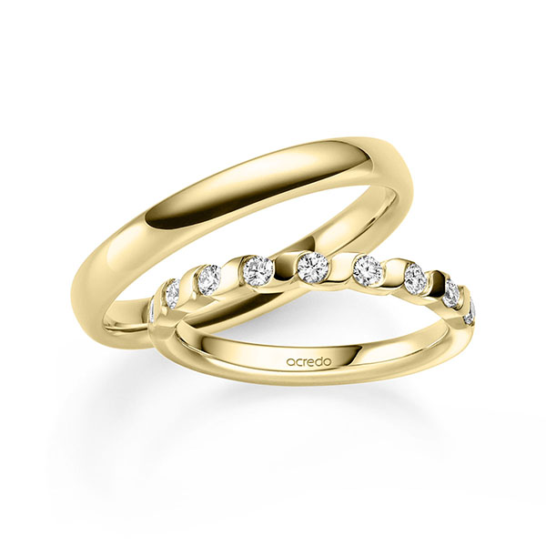 Set in geelgoud 14 kt. half gezet met in totaal 0,36 ct. Briljant tw/si van acredo